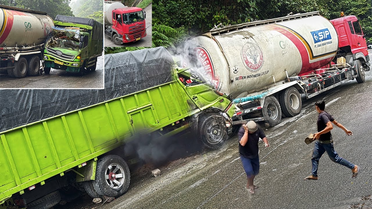 INNALILLAHI !!! TRAGEDI HARI INI DI SITINJAU LAUIK, Tabrakan Keras 2 Truk Akses Jalan Lumpuh Total