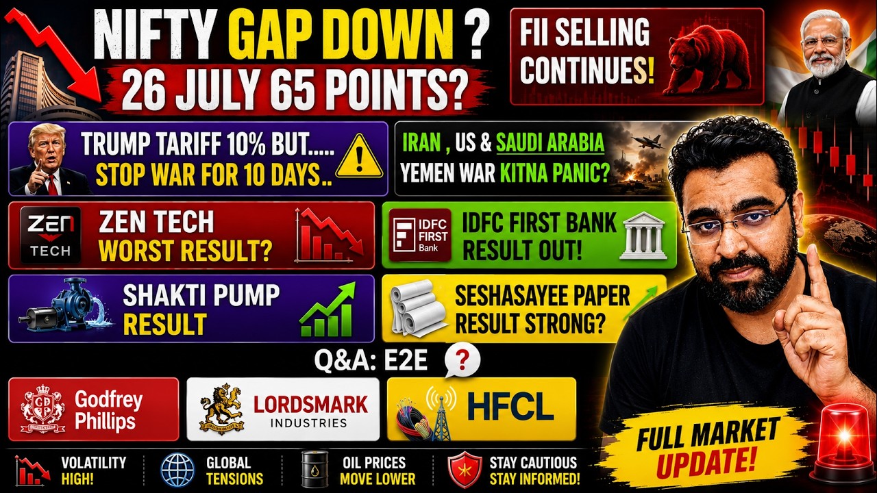 Nifty Gap Down ? 😱 Trump Tariff Shock | IDFC First Bank Result | Iran War | Zen Tech Results SHAKTI