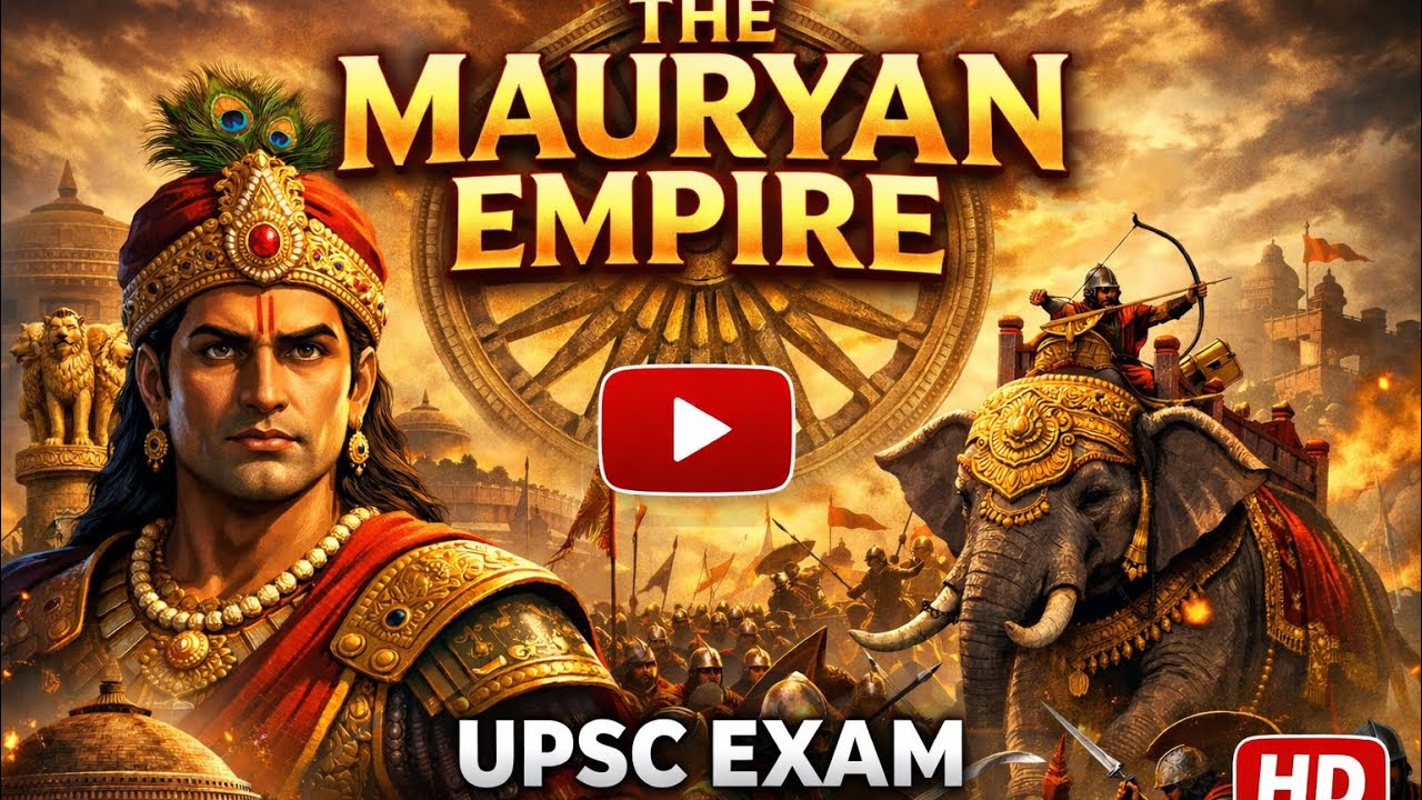 Mauryan Empire Complete in One Video | Ancient History for UPSC CSE | Chandragupta, Bindusara,Ashoka