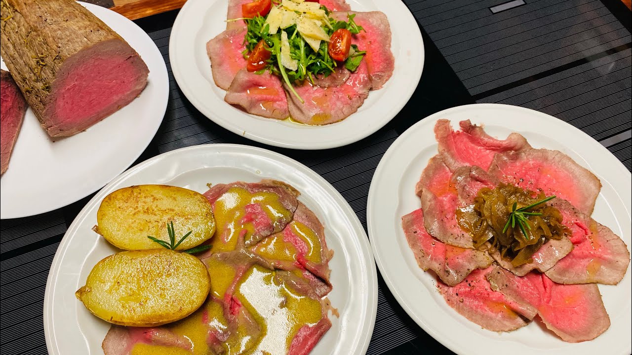Roast beef. Trucco con meno passaggi e più economico.buonissimo.Tre versioni di come servirlo