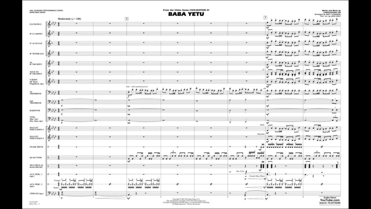 Baba Yetu (from Civilization IV) by Christopher Tin/arr. Matt Conaway