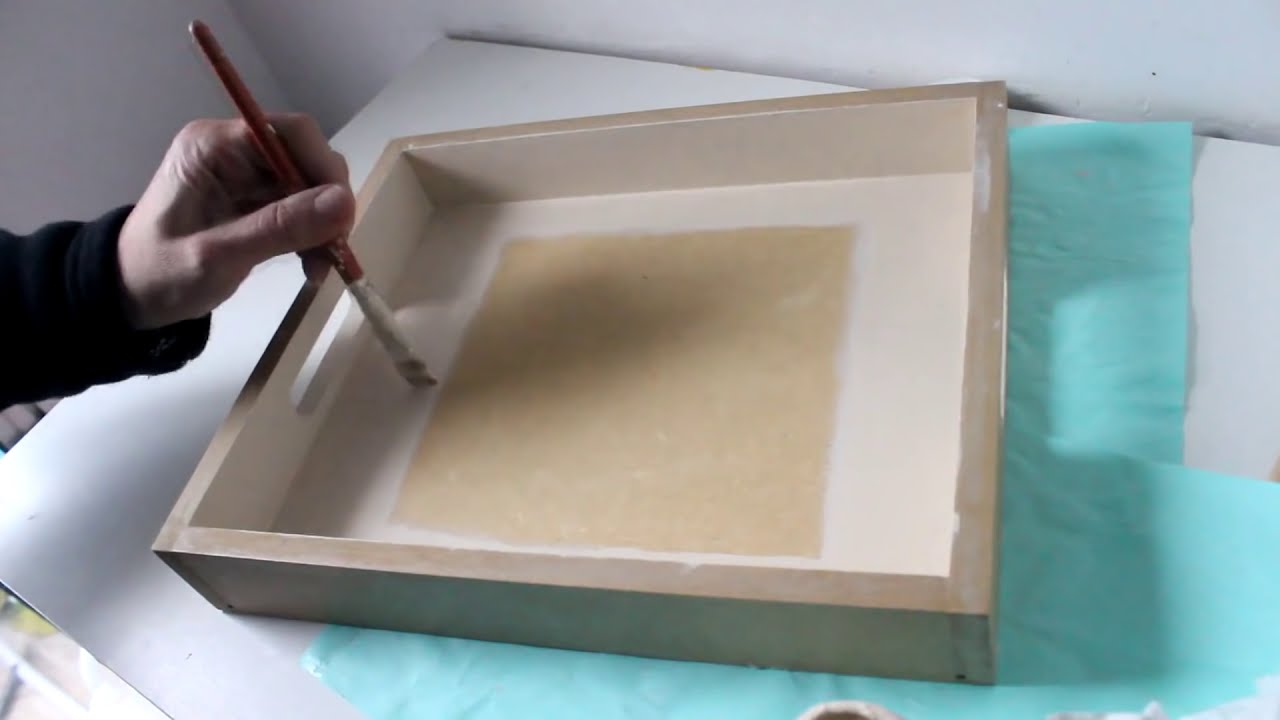 Bandeja con decoupage, estarcido (estencil) envejecido y flotado #manualidades #diy #arteencasa