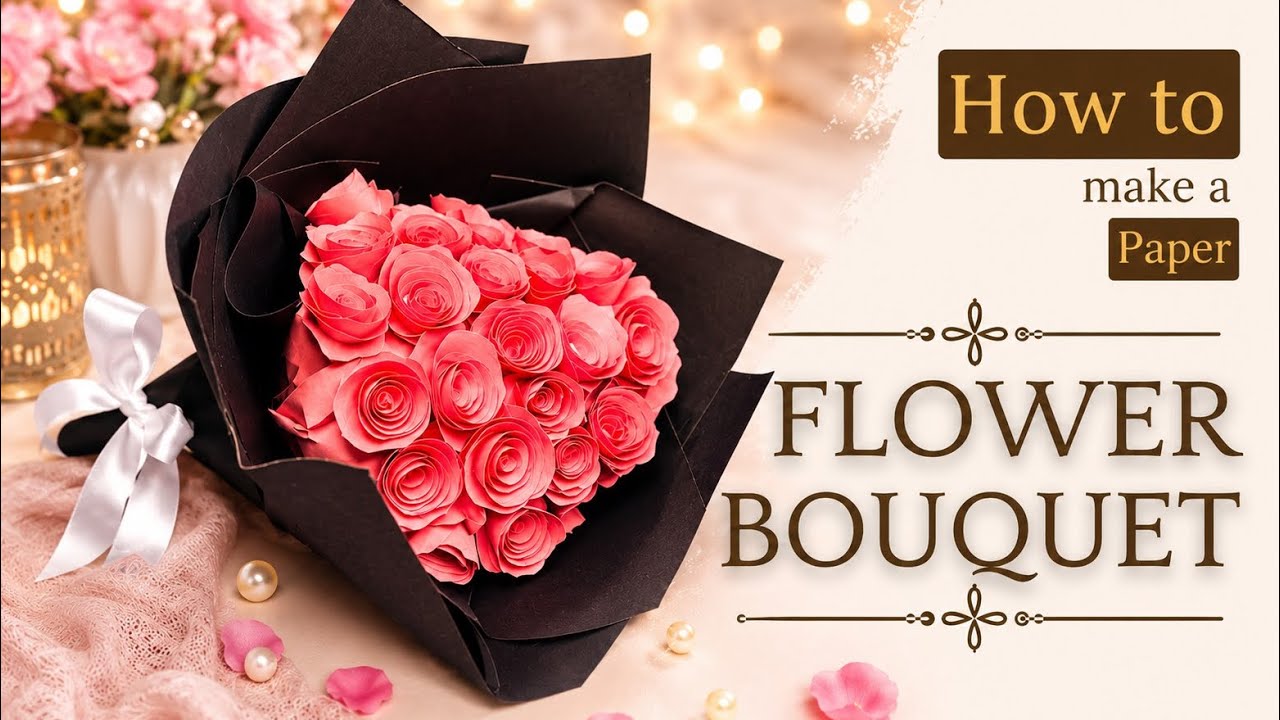 Paper Flower Bouquet | Easy DIY Gift Idea #diy #paper #flowers #youtubevideo #giftideas 