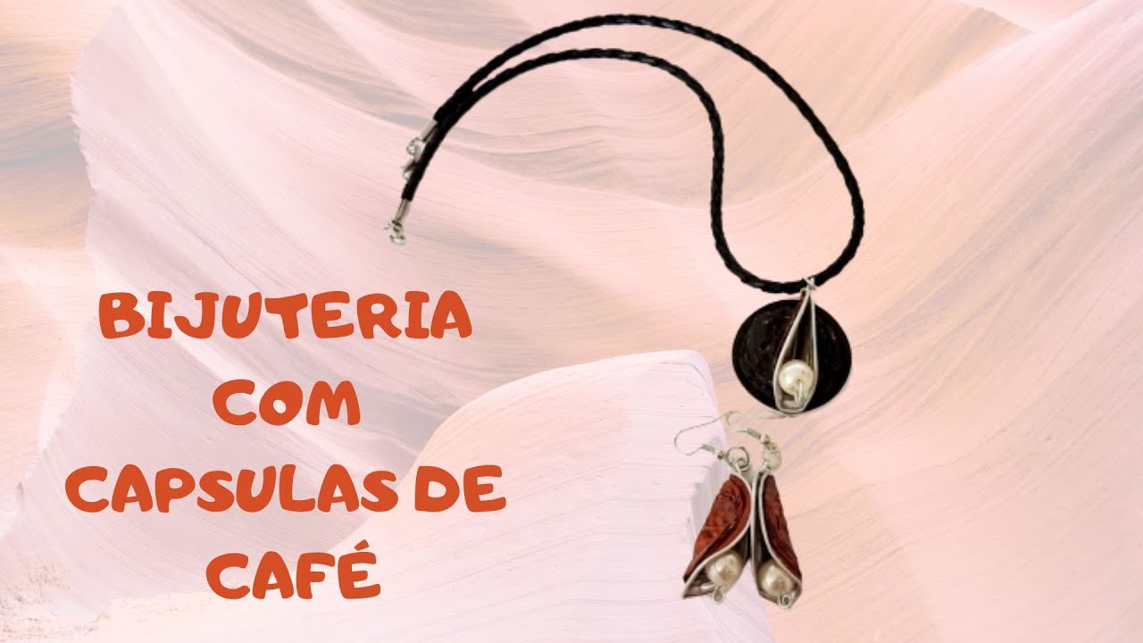 Colar e brincos com cápsulas de café