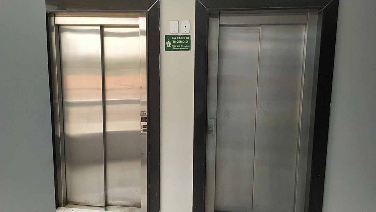 Elevadores Atlas Schindler NeoLift e Schindler 3300 Fi GL com vista da casa de máquinas