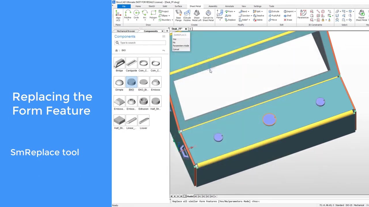 How to Use Sheet Metal Form Features - BricsCAD Mechanical