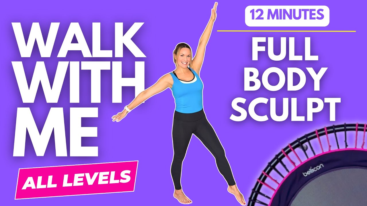 12 Min Rebounder Walking Workout | Fat-Burning Full Body Mini-Trampoline Workout | All Levels