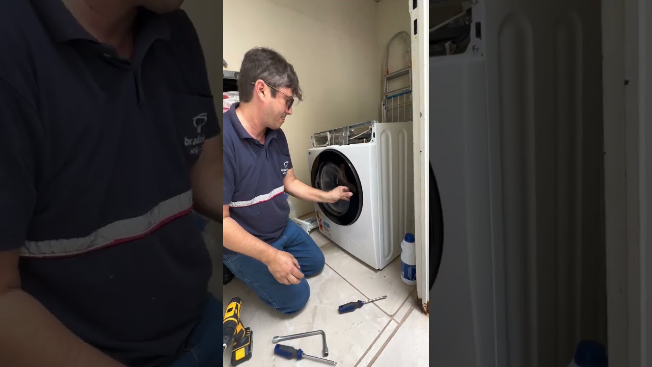 Troca da borracha da porta lava e seca Samsung, serviço de hoje troca da gaxeta 