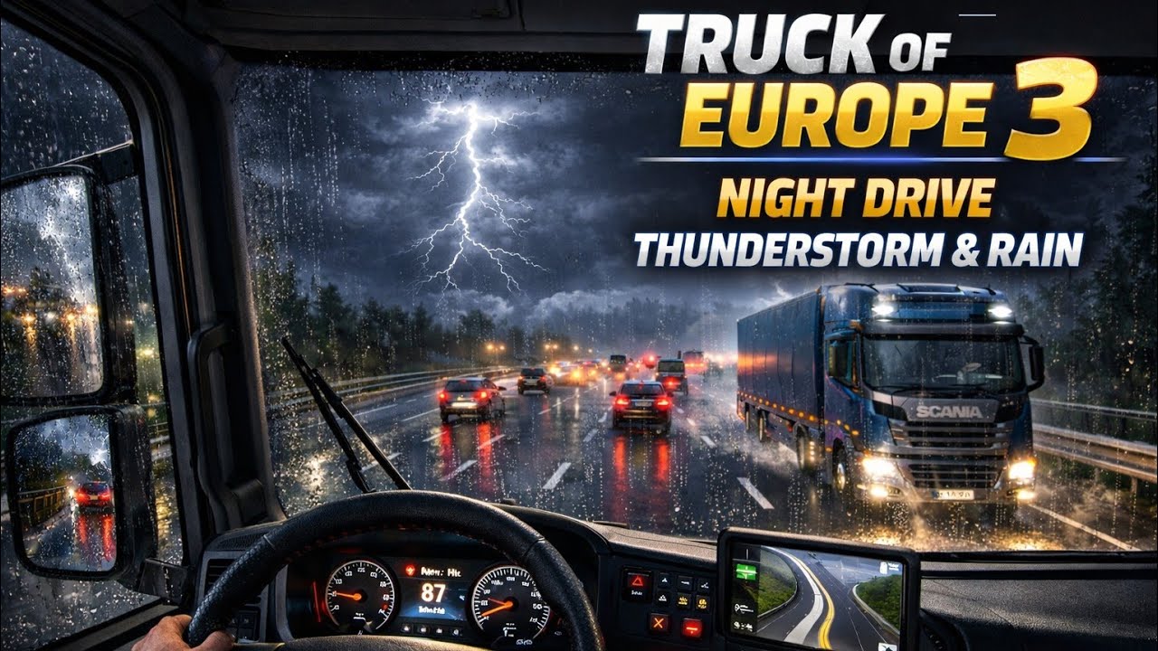 Scary Night Drive 😱 Thunderstorm & Heavy Rain | Truck of Europe 3 Realistic Gameplay 4K