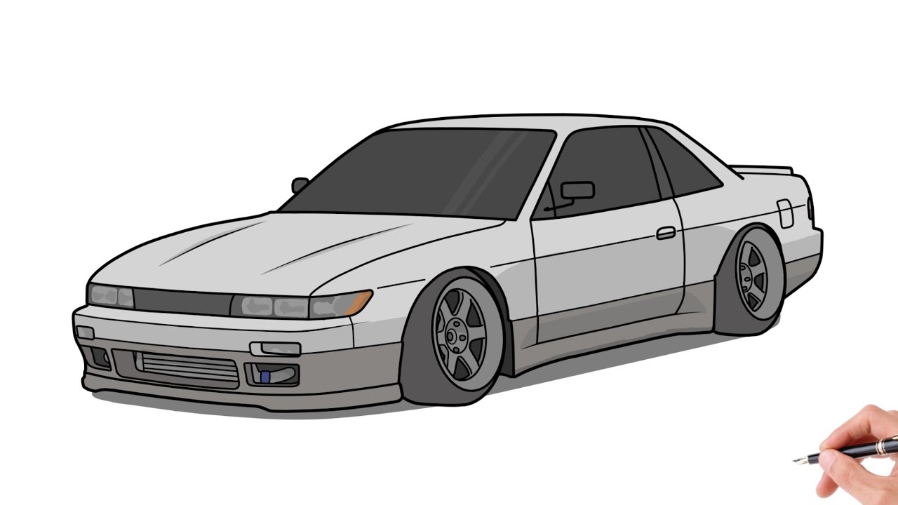 How to draw a NISSAN SILVIA S13 1989 / drawing nissan silvia s 13 stance car 1994