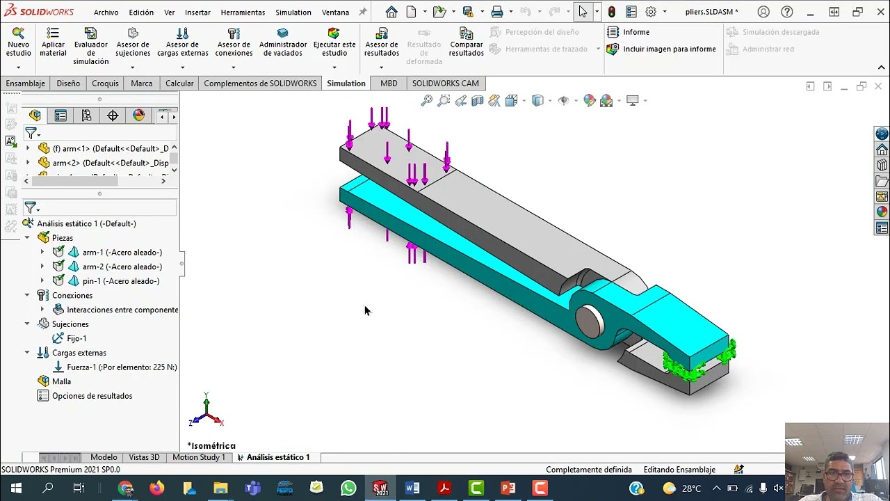 SOLIDWORKS  SIMULATION  ANÁLISIS  DE  ENSAMBLES   PLIERS