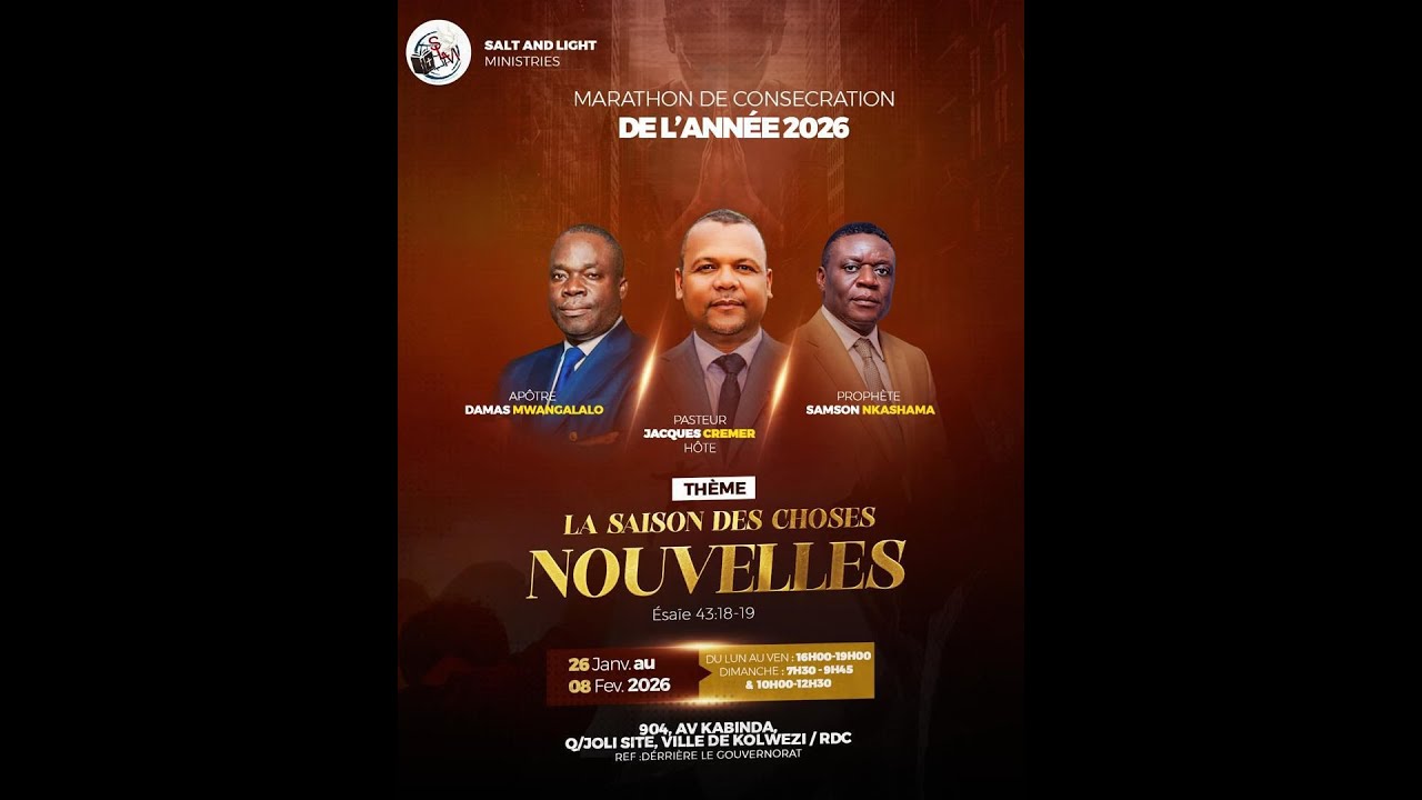 J-05 | MARATHON DE CONSÉCRATION DE L'ANNÉE 2026  |  Prophète. SAMSON NKASHAMA