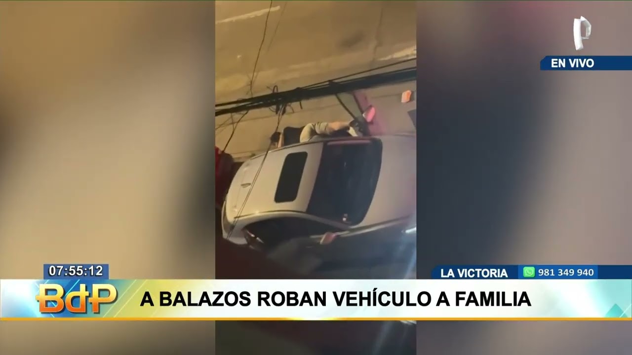 La Victoria: delincuentes roban a balazos auto a familia y niños terminan en el piso