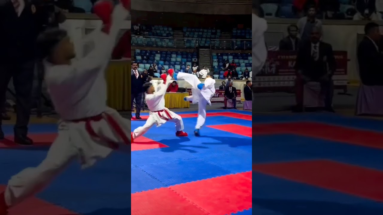super back kick in the timing #karate #senior #japan #world #wkf #kumite