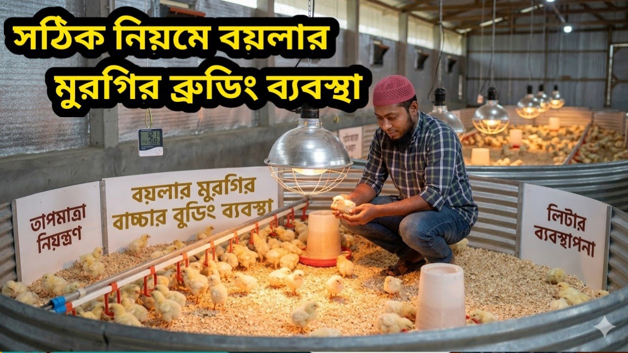 সঠিক নিয়মে ব্রয়লার মুরগী ব্রুডিং পদ্ধতি। Broiler chicken brooding method