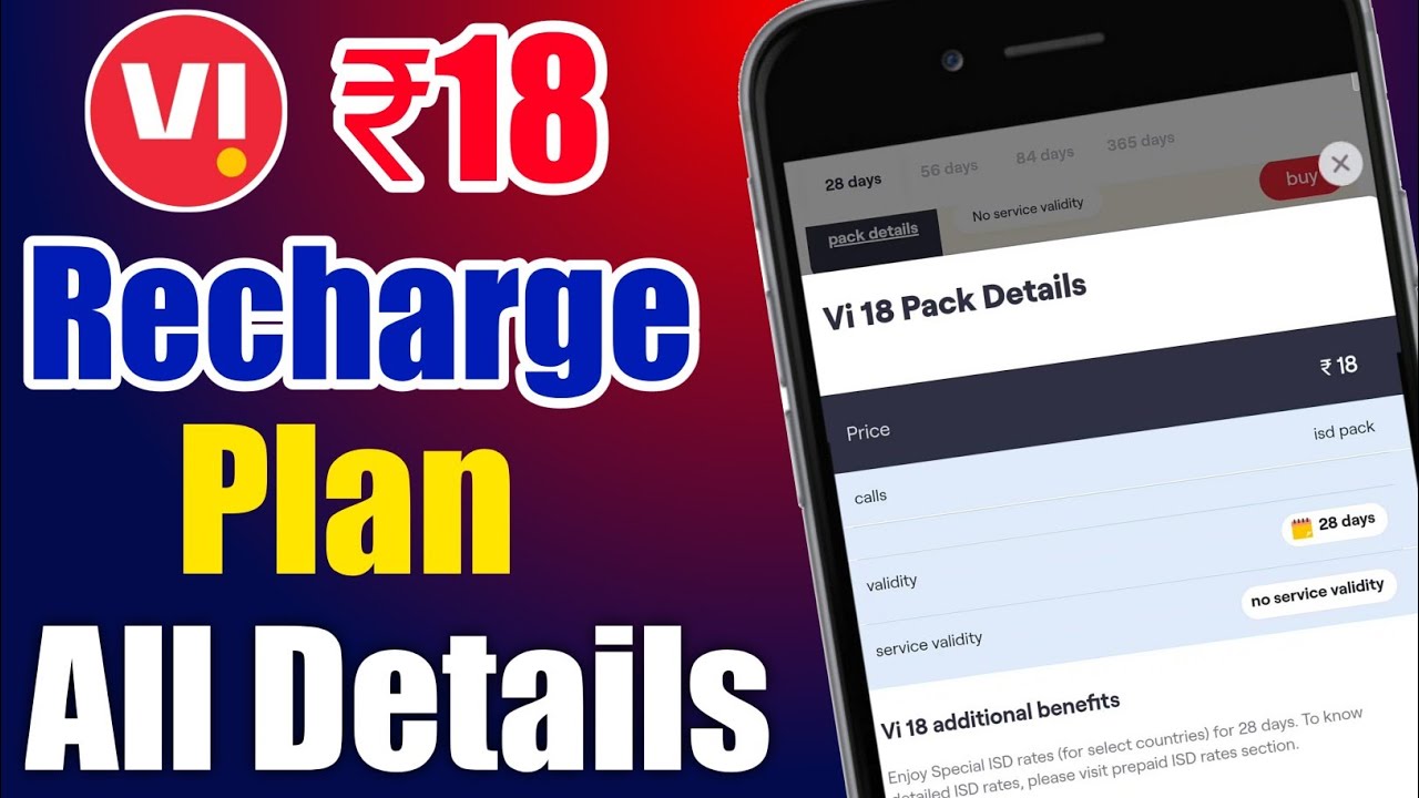 Vi ₹18 Recharge Plan All Details And Velidity 🔥 Vodafone Idea Plan ₹18 ISD