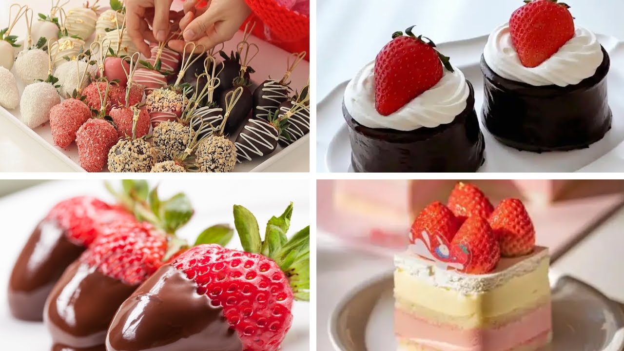 Satisfying Relaxing Video|🍓🍫🎂🍰Strawberry Chocolate Recipe|Asmr|Tiktok