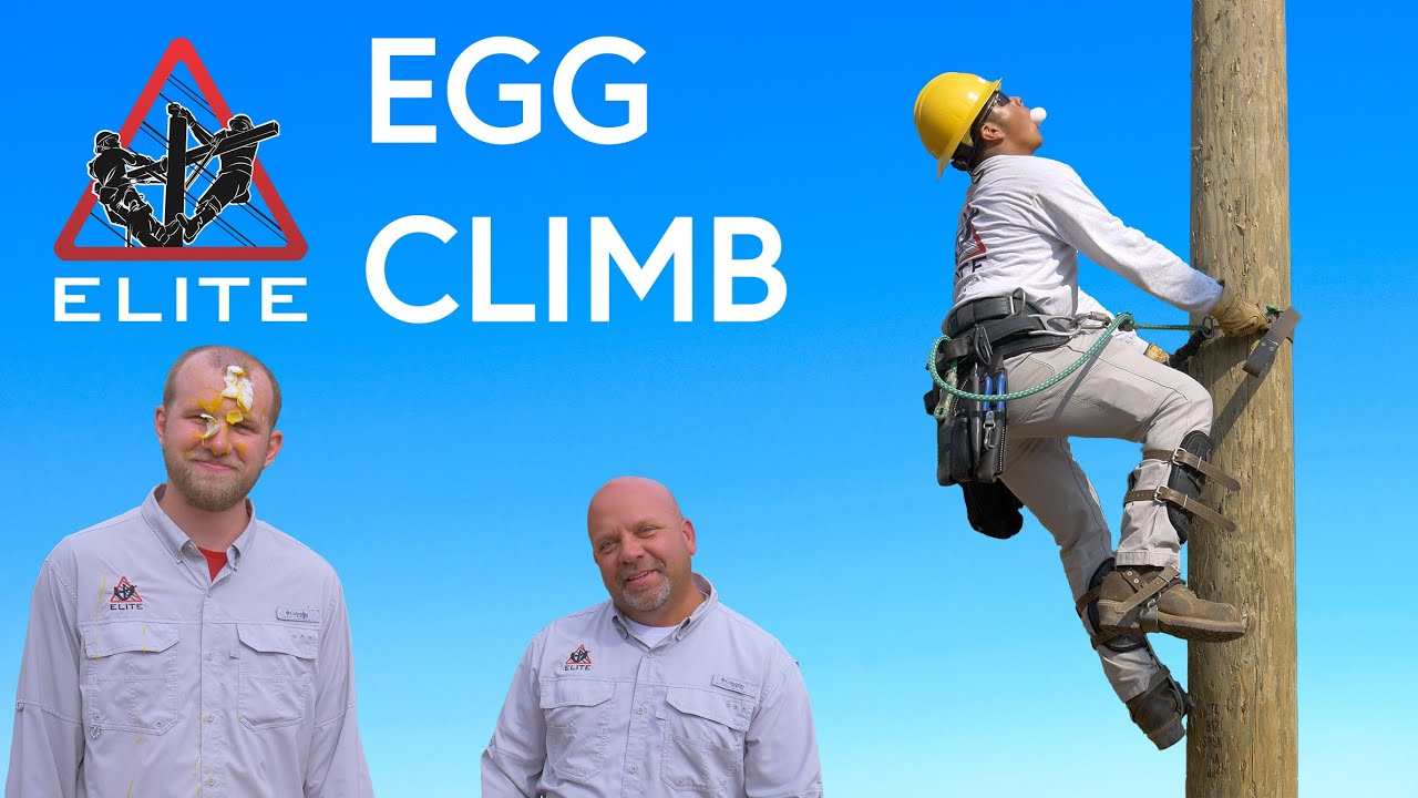 Lineman School Students Climbing Power Poles With Eggs In Their Mouths