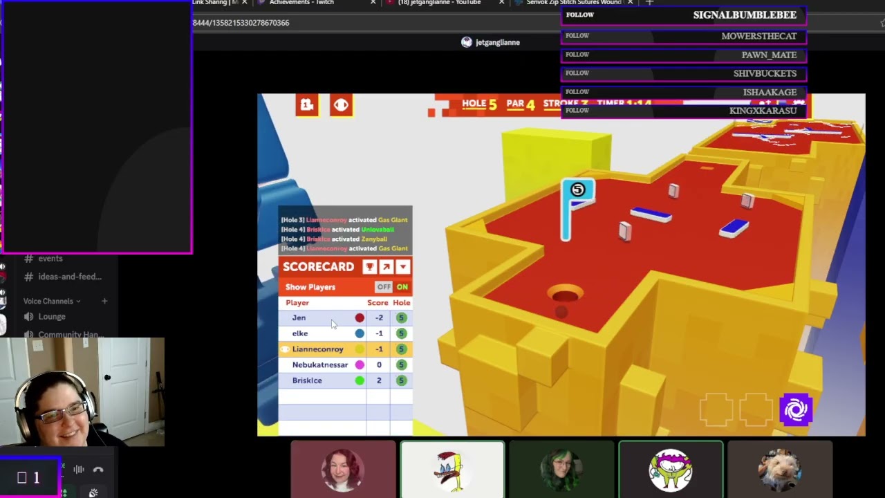 playing golf and scrabble with friends