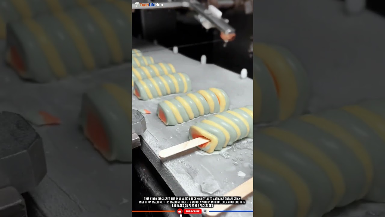 Innovation Technology Food: Automated Stick Insertion, Efficient & Ice Cream Productivity.