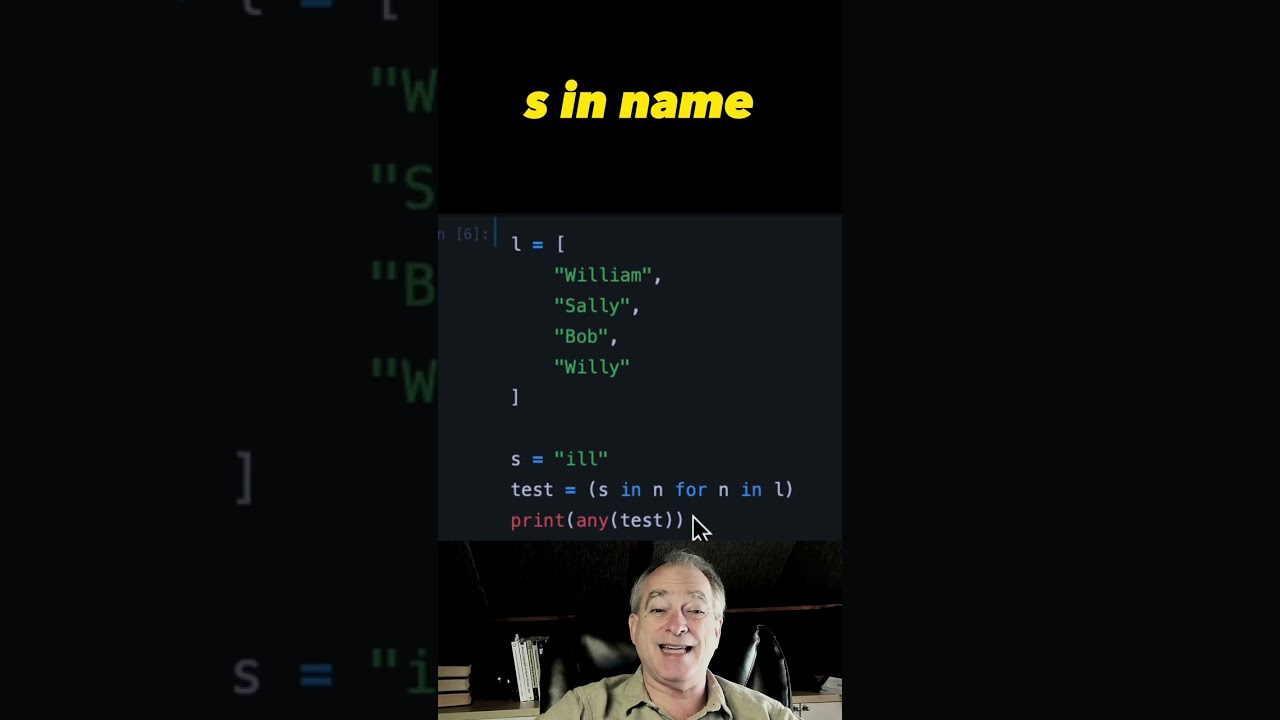 Checking if string is substring of ANY Python list items 🐍 #shorts