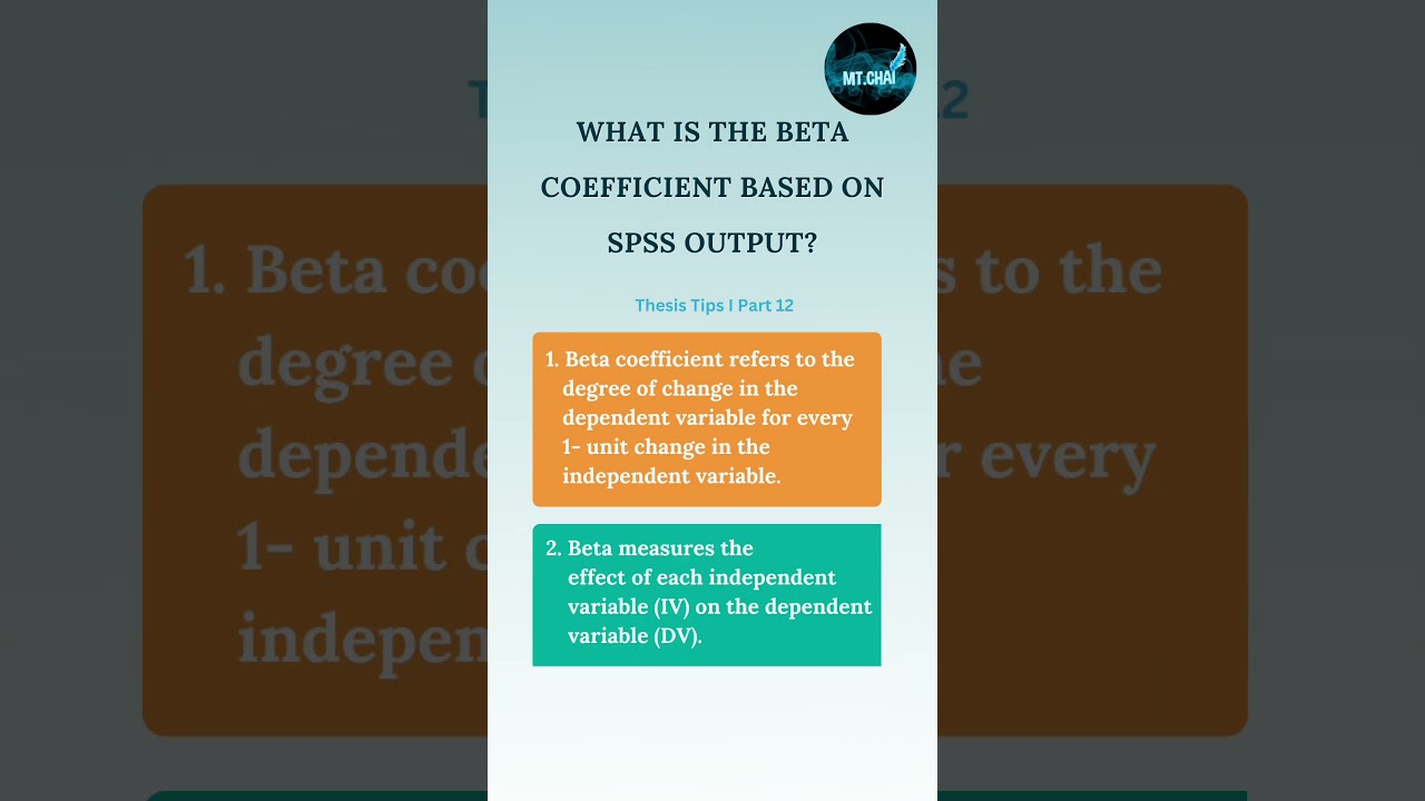 WHAT IS THE BETA COEFFICIENT BASED ON SPSS OUTPUT l THESIS TIPS PART 12