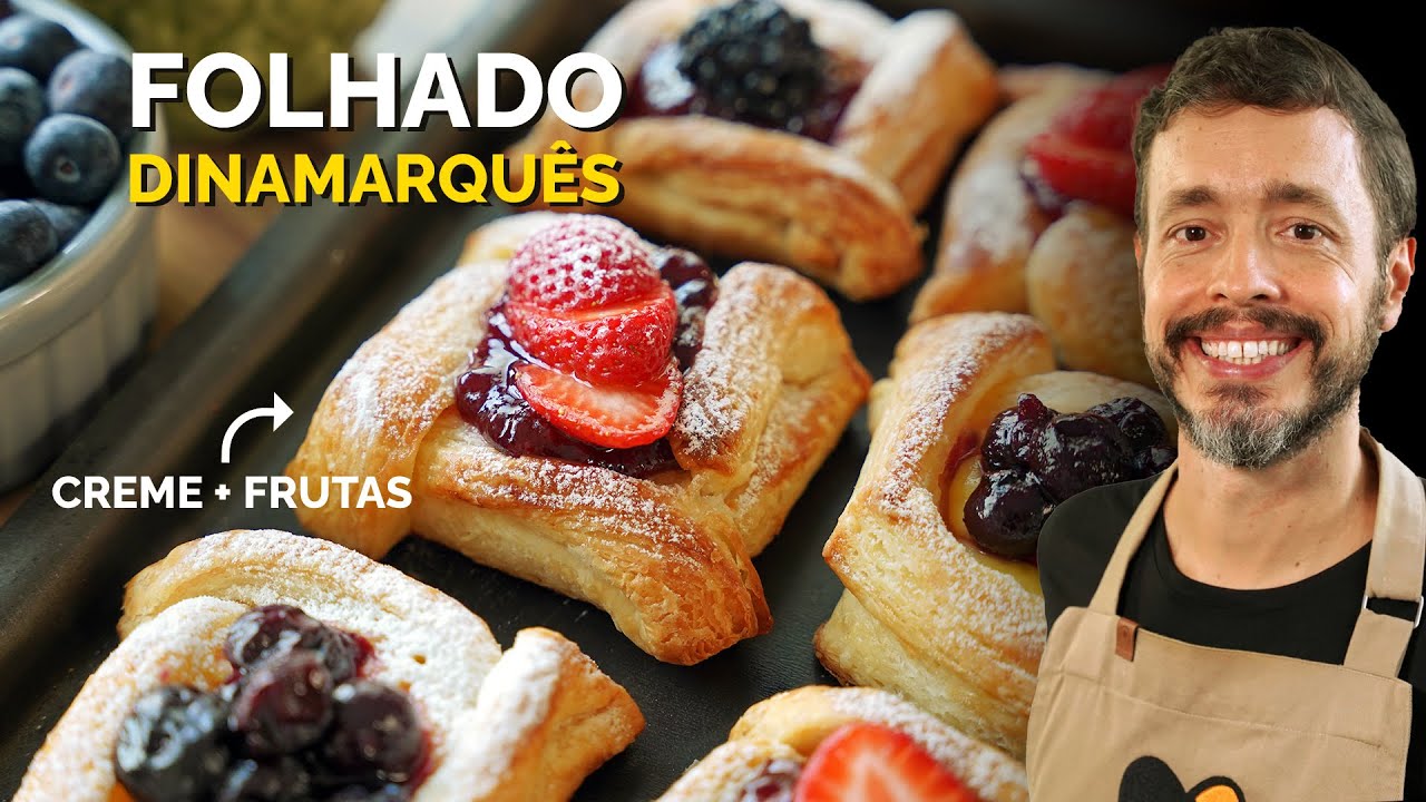 FOLHADO DINAMARQUÊS - Receita de massa folhada com creme e frutas vermelhas