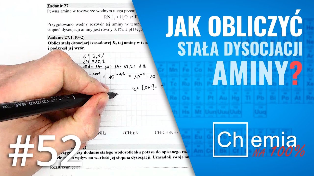 Jak obliczyć STAŁĄ DYSOCJACJI zasadowej aminy znając pH? | Matura 2020 | 2 metody | Zadanie Dnia #52