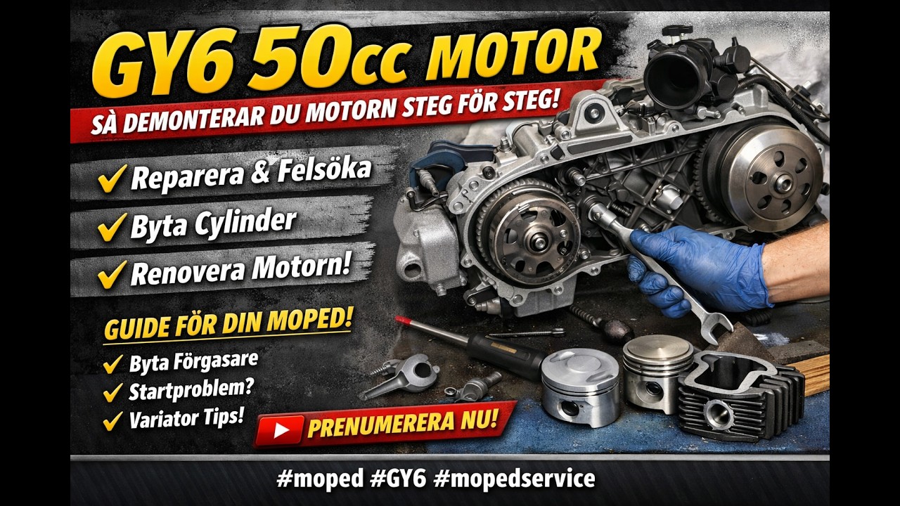 Så demonterar och monterar du en GY6 139QMB 50cc 4-takts motor (Baotian, Qingqi och fler)