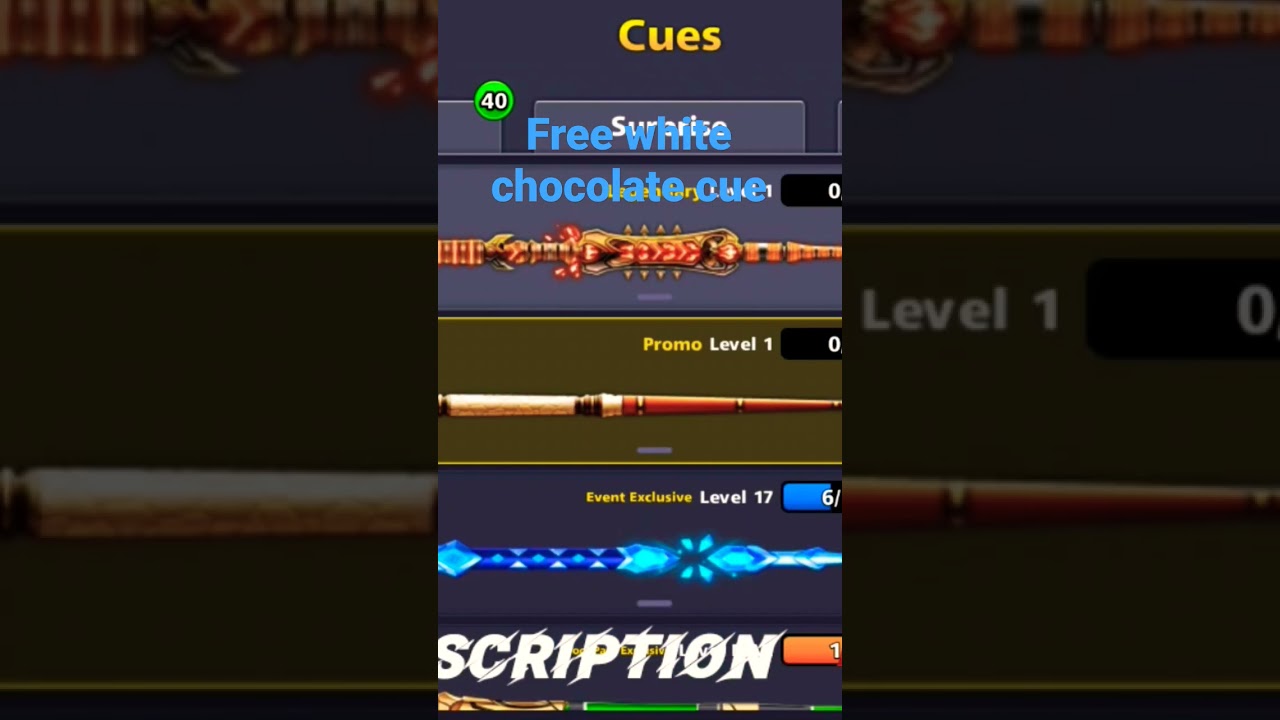 Free Free Free award Gifts 🎁  Mini clip white chocolate cue, #free #8ballpool #youtubeshorts .