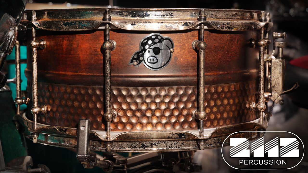 Pork Pie Patina Copper & Hammered Brass Snare Drum 6.5x14