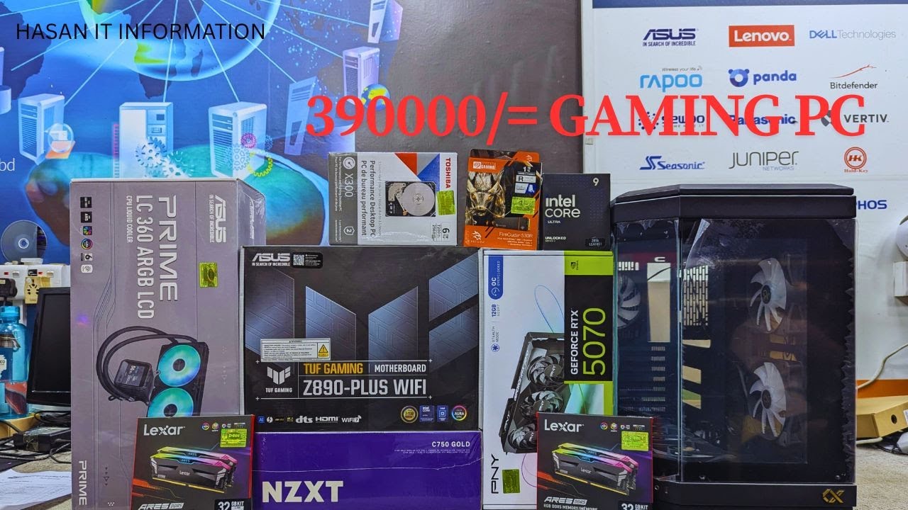 Asus TUF Gaming Z890 PLUS WIFI Intel i9 285k PNY RTX5070 RAM 64GB LC360 ARGB LCDB 1TB Gen4 SSD.