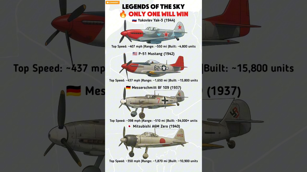 The Ultimate WWII Dogfight: Mustang vs Zero vs Bf 109 vs Yak-3