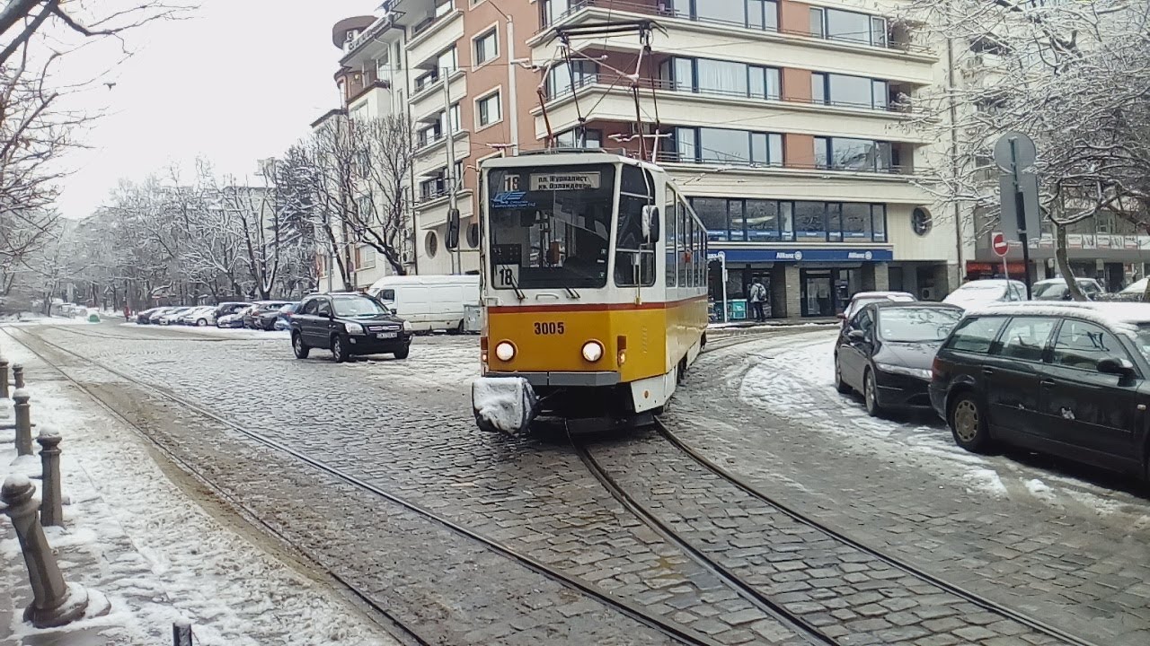 Snowy Sofia Trams | ČKD Tatra T6A2-SF 🚋