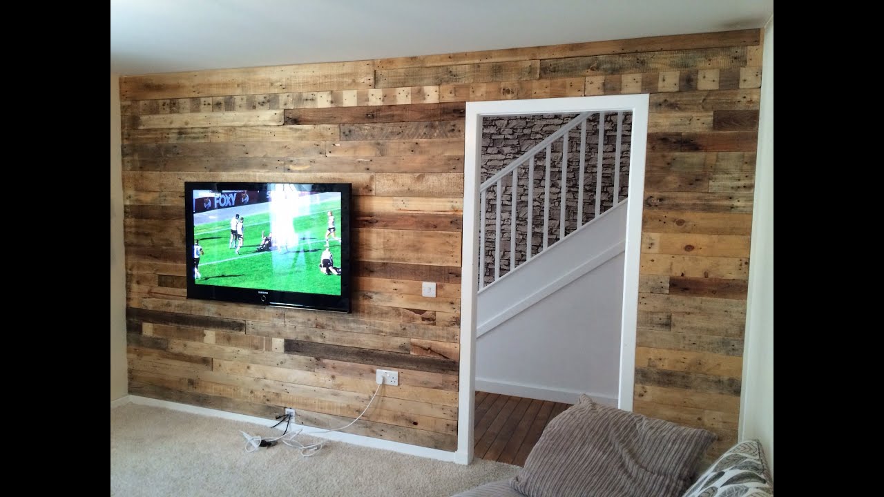 Reclaimed pallet wood wall.