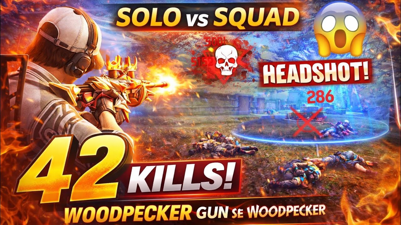 42 KILLS TABAHI 😈 | Woodpecker Headshot Only | Solo vs Squad Free Fire