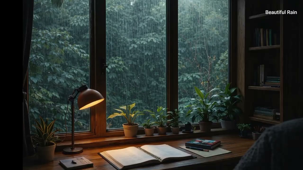 Rainy Window Ambience 🌧️ Soft Piano Music (1 Hour) for Deep Focus, Study & Work