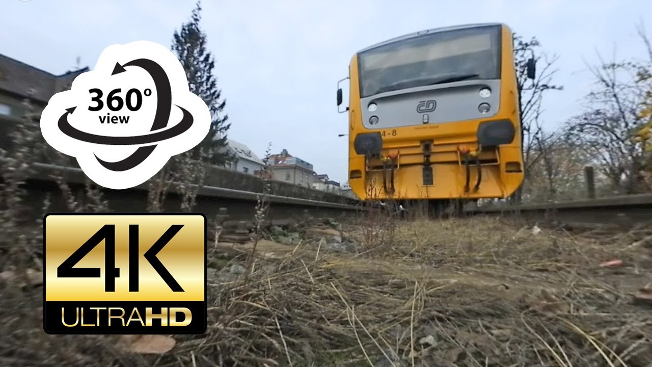360° camera under local train at station (4K)