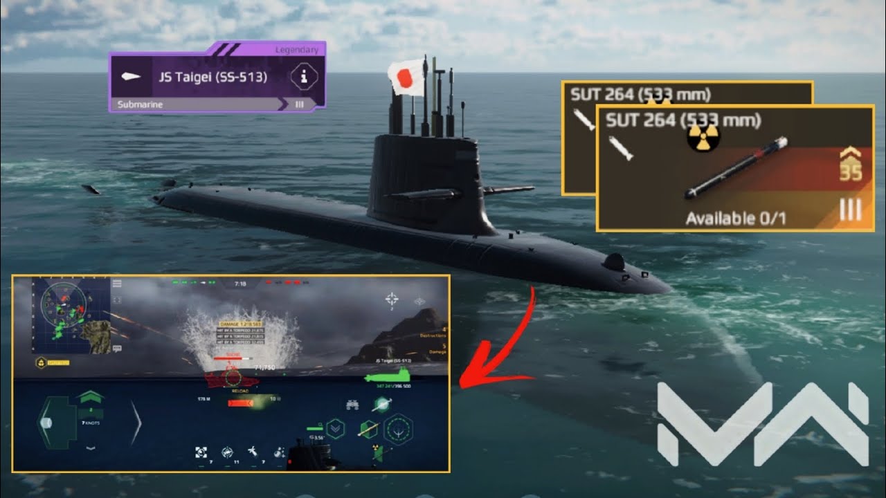 JS Taigei -With 2 &times; SUT 264 (533 mm) | Nuclear torpedo | Modern warships gameplay