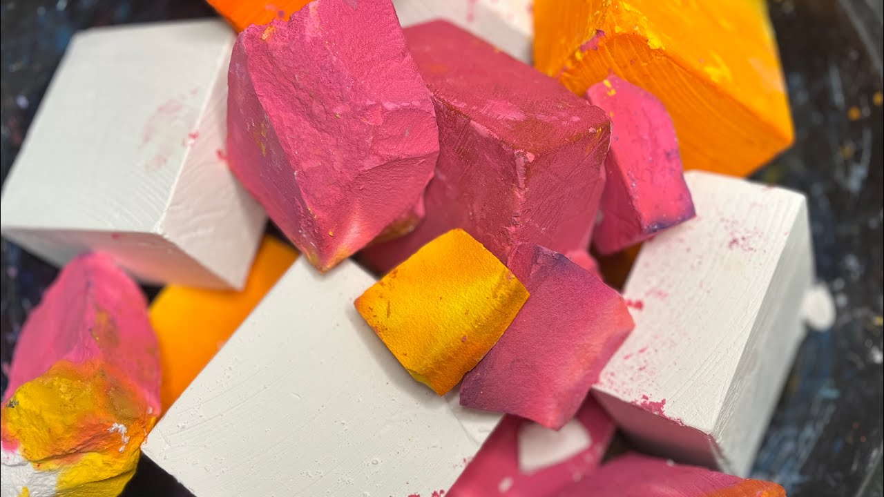 Pink & Yellow Dyed Blocks & Fresh Blocks - ASMR Crush