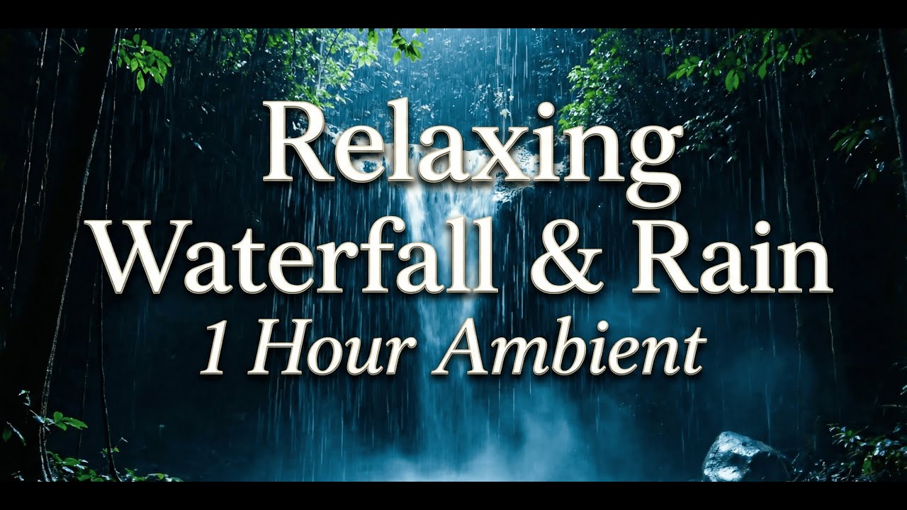Relaxing Waterfall with Light Rain