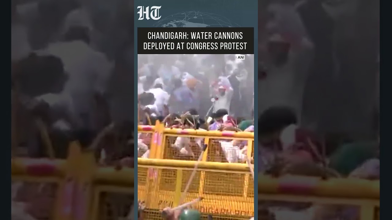 Police Use Water Cannons To Disperse Congress Protest In Chandigarh #shorts