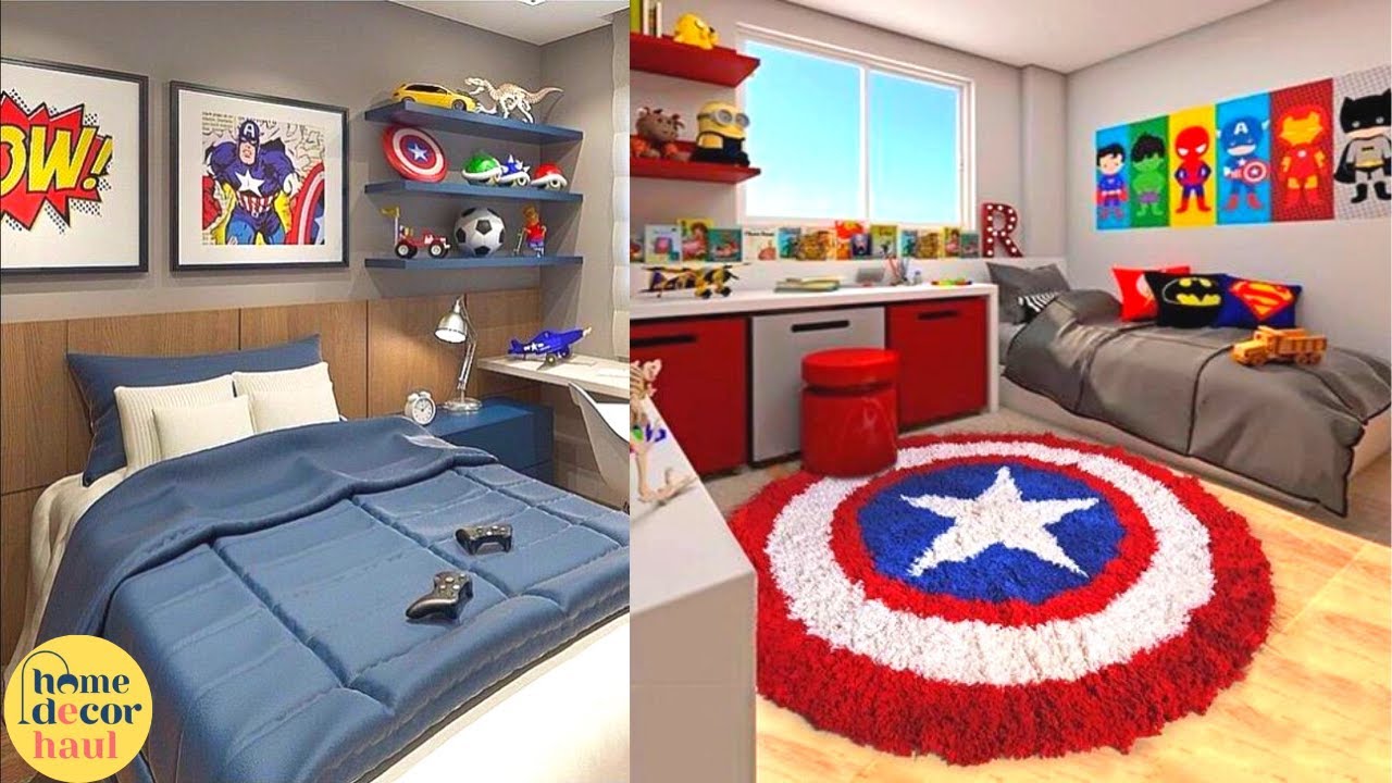 Superhero Bedroom Interior Design Ideas For Kids | Marvel Superhero Avengers Themed Room D&eacute;cor