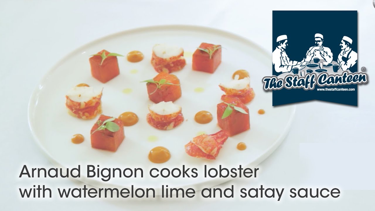 2-Michelin starred chef Arnaud Bignon cooks lobster with watermelon lime and satay sauce