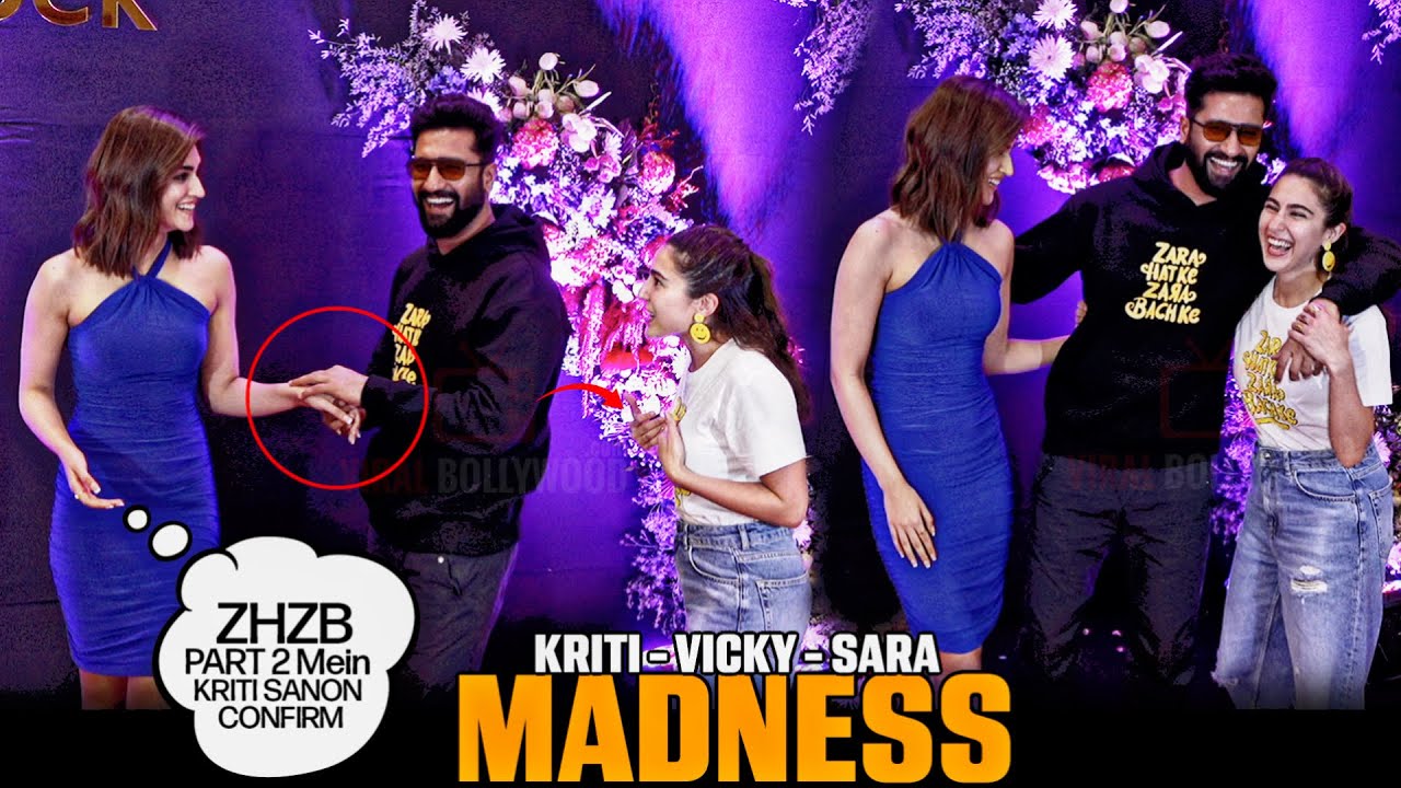 Kriti Sanon, Vicky Kaushal, Sara Ali Khan CUTEST and FUNNY Moment at Zara Hatke Zara Bachke Success