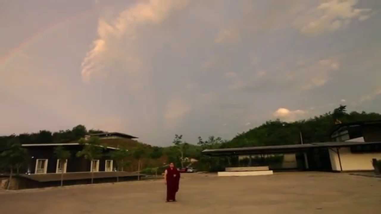 Full Double Rainbow at Kechara Forest Retreat after taking photos with Dorje Shugden statue