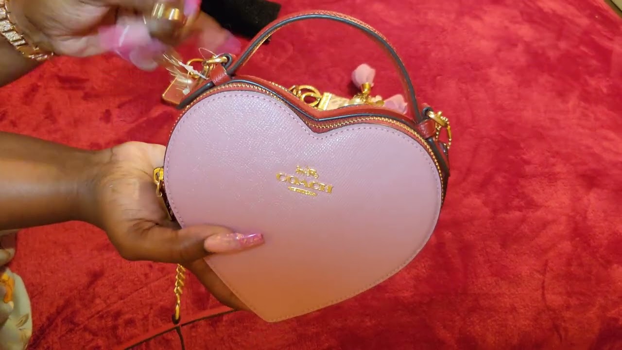 coach heart coach bag unboxing what's fits and dress up