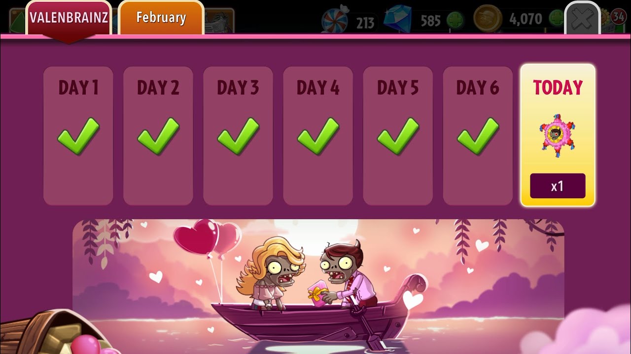 VALENBRAINZ Day 7️⃣💝 Today Pinata Party 🪅 Letsplay Plants vs. Zombies 2