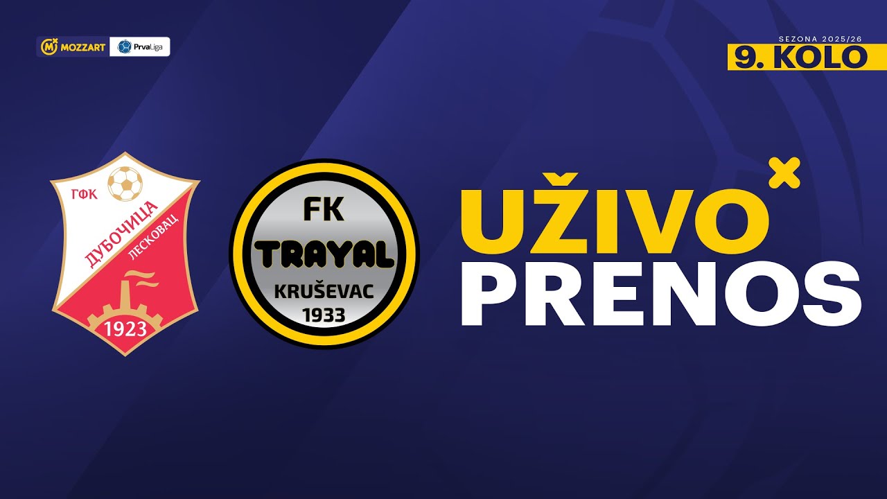 GFK Dubočica - Trayal Mozzart Bet Prva liga Srbije 2025/26 9. Kolo
