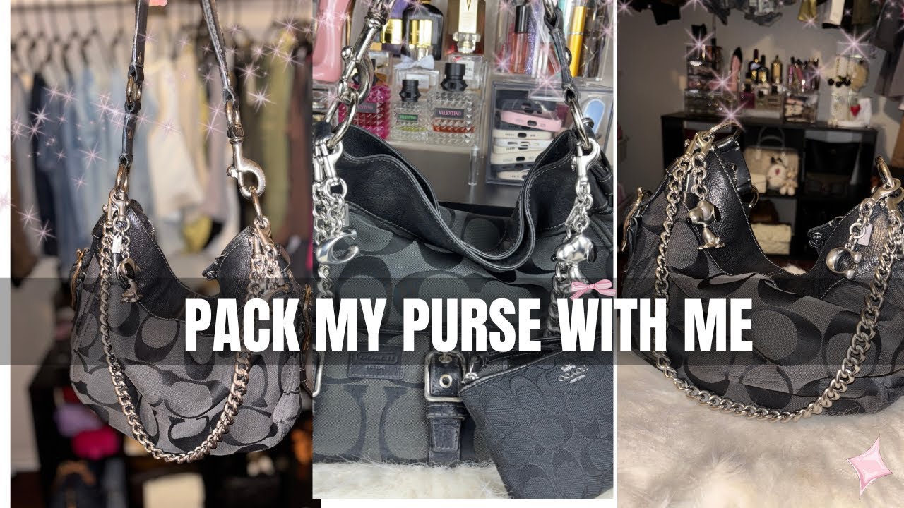 WHATS IM MY VINTAGE COACH PURSE OF THE WEEK | Pack my bag with me 🖤✨ #wimb #vintagebag 
